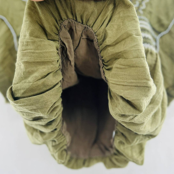 FREE PEOPLE Wandering Skies Green Top size medium bohemian prairie spring - Picture 7 of 12